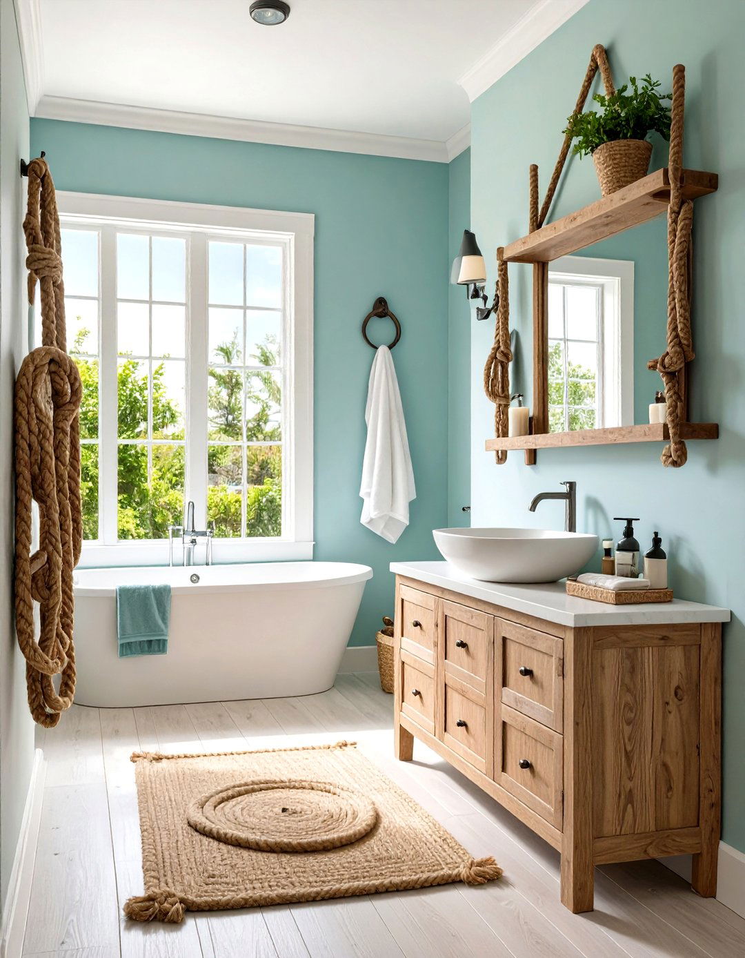 Nautical Rope and Wood Combination - 24 Bathroom Towel Rack Ideas