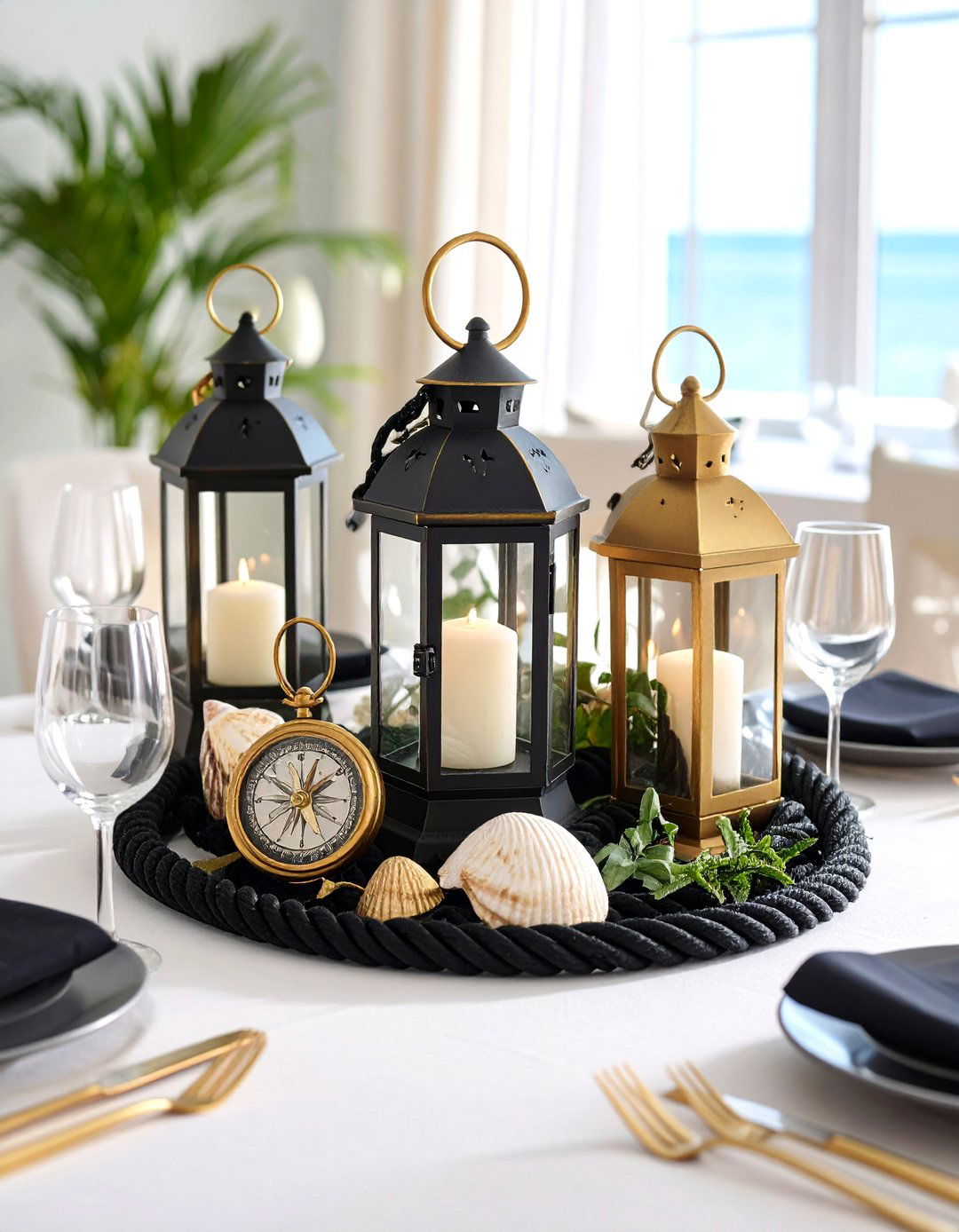 Nautical Theme Upscale Interpretations - 24 Black and Gold Centerpiece Ideas