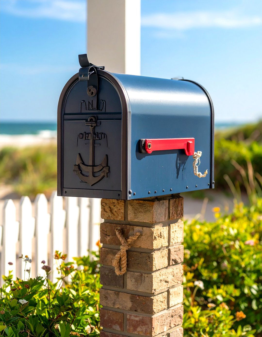 Nautical Themed Brick Mailbox - 24 Brick Mailbox Ideas