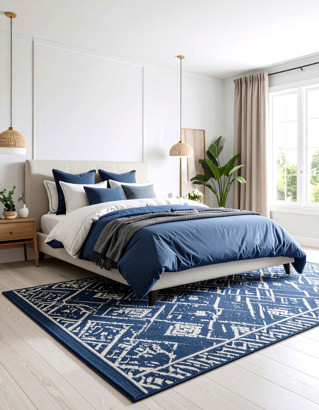 Navy Area Rugs and Floor Treatments - 24 Navy Blue Bedroom Ideas