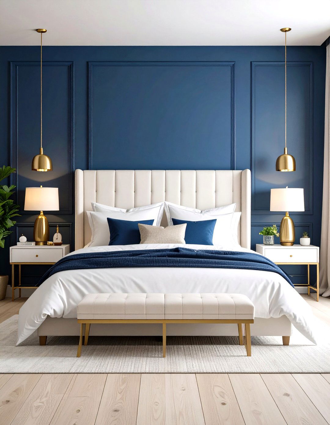 Navy Blue Accent Wall Behind Headboard - 24 Navy Blue Bedroom Ideas
