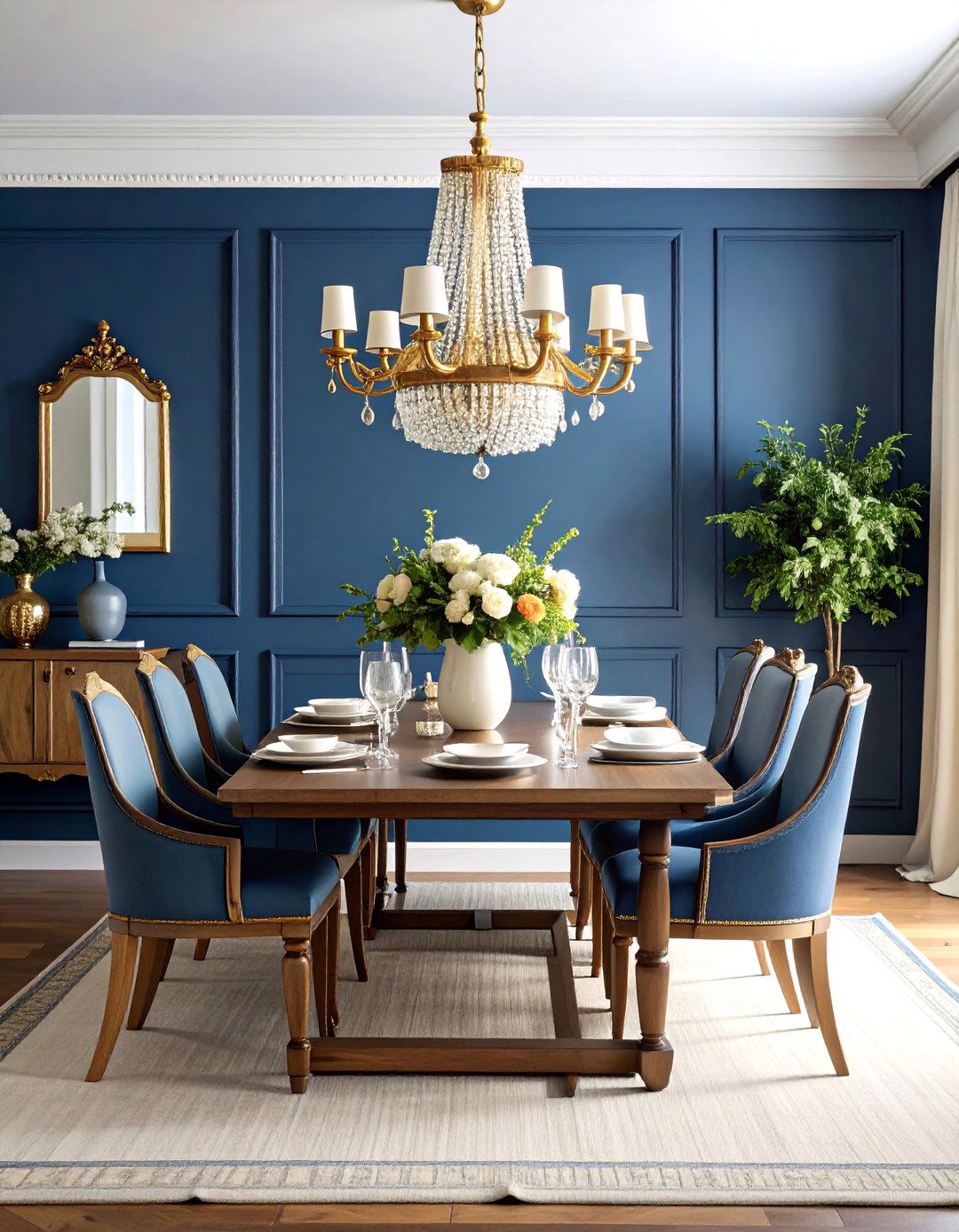 Navy Blue Accent Wall Dining Room - 24 Blue Dining Room Ideas