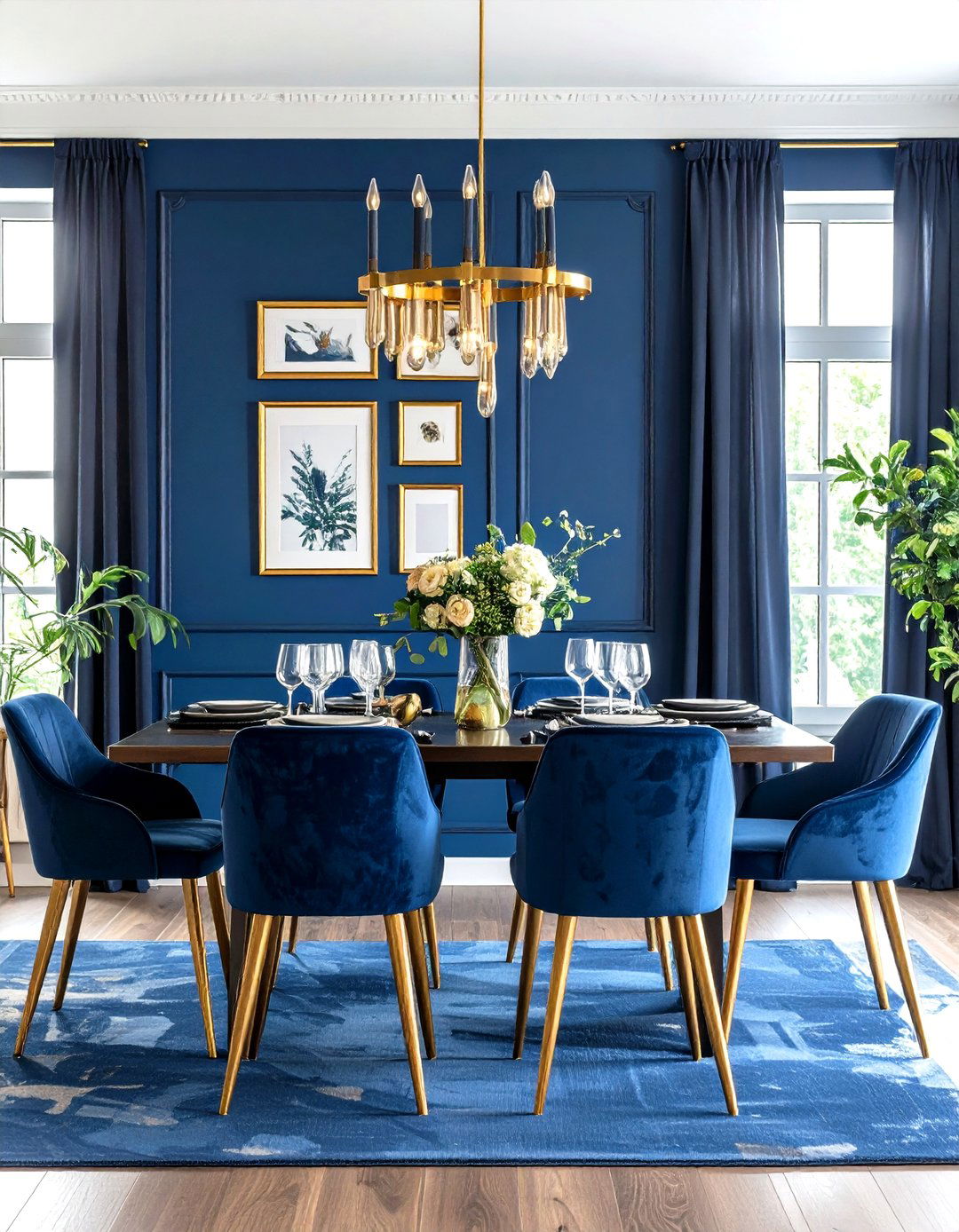 Navy Blue Art and Gallery Wall - 24 Navy Blue Dining Room Ideas