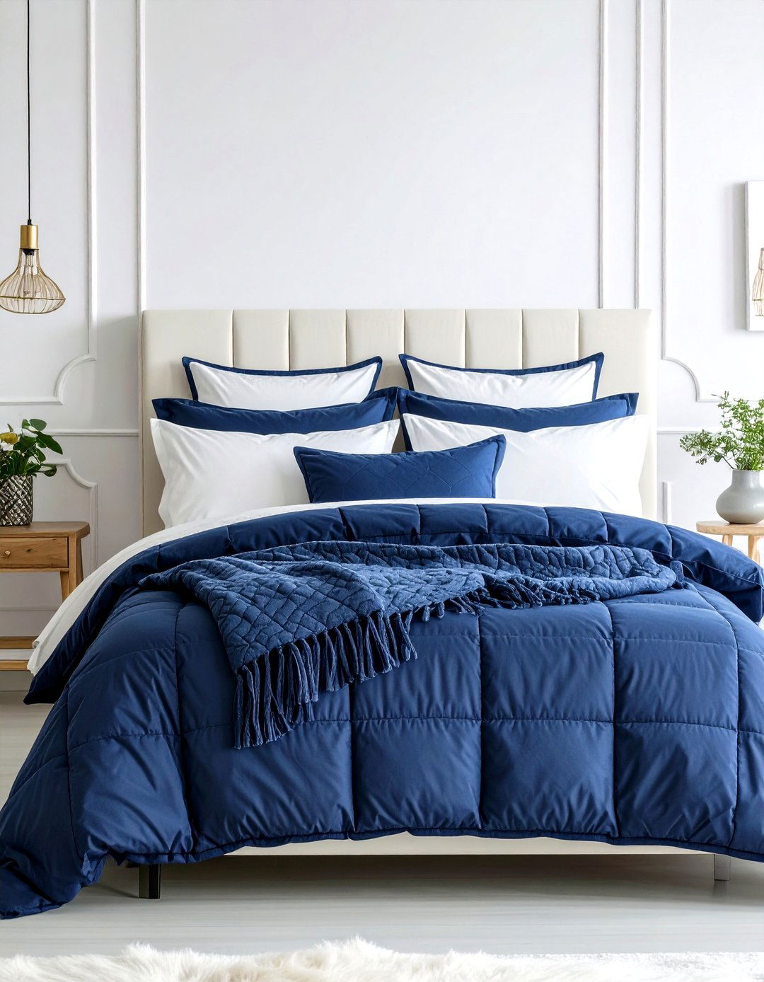 Navy Blue Bedding and Textiles - 24 Navy Blue Bedroom Ideas
