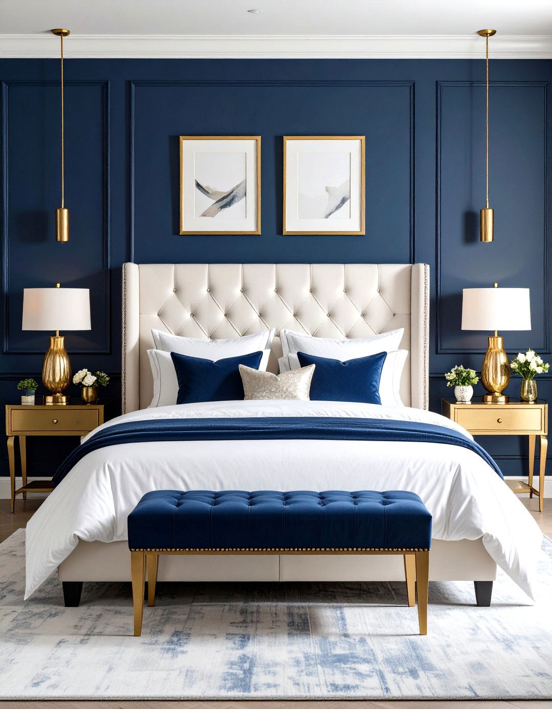Navy Blue Bedroom Accent Wall Behind Headboard - 24 Blue Accent Wall Ideas