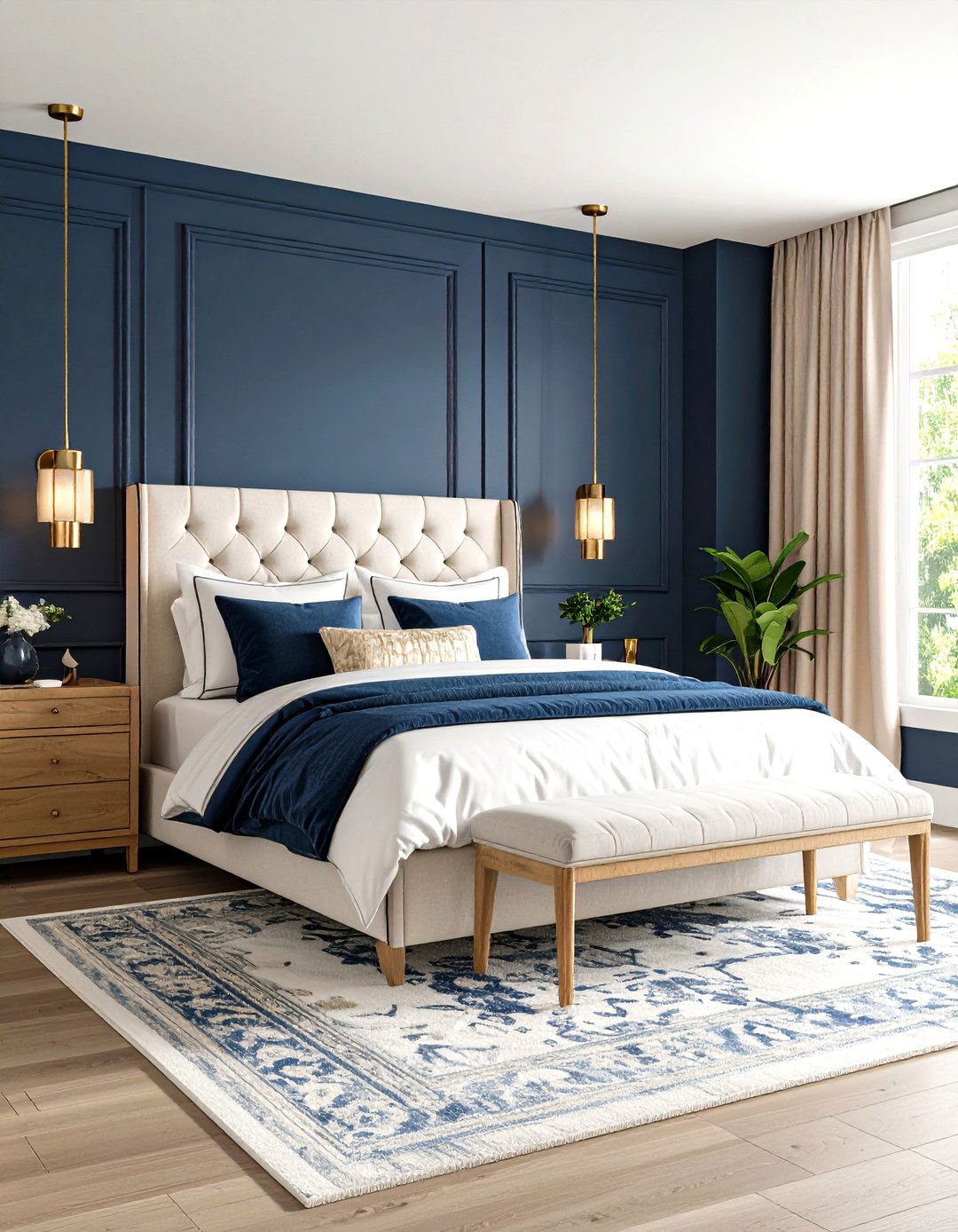Navy Blue Bedroom Sanctuary - 24 Blue Room Ideas