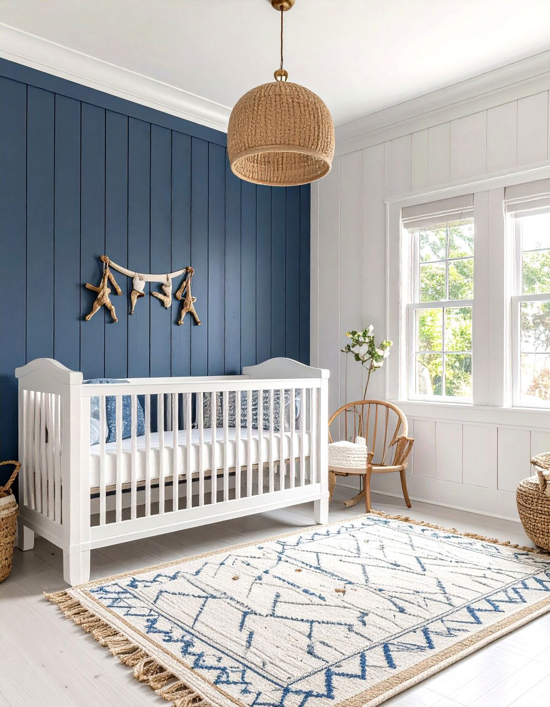 Navy Blue Board and Batten Nautical Nursery - 24 Wainscoting Nursery Ideas