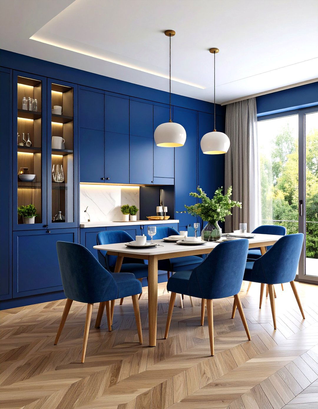 Navy Blue Built in Cabinetry Design - 24 Navy Blue Dining Room Ideas