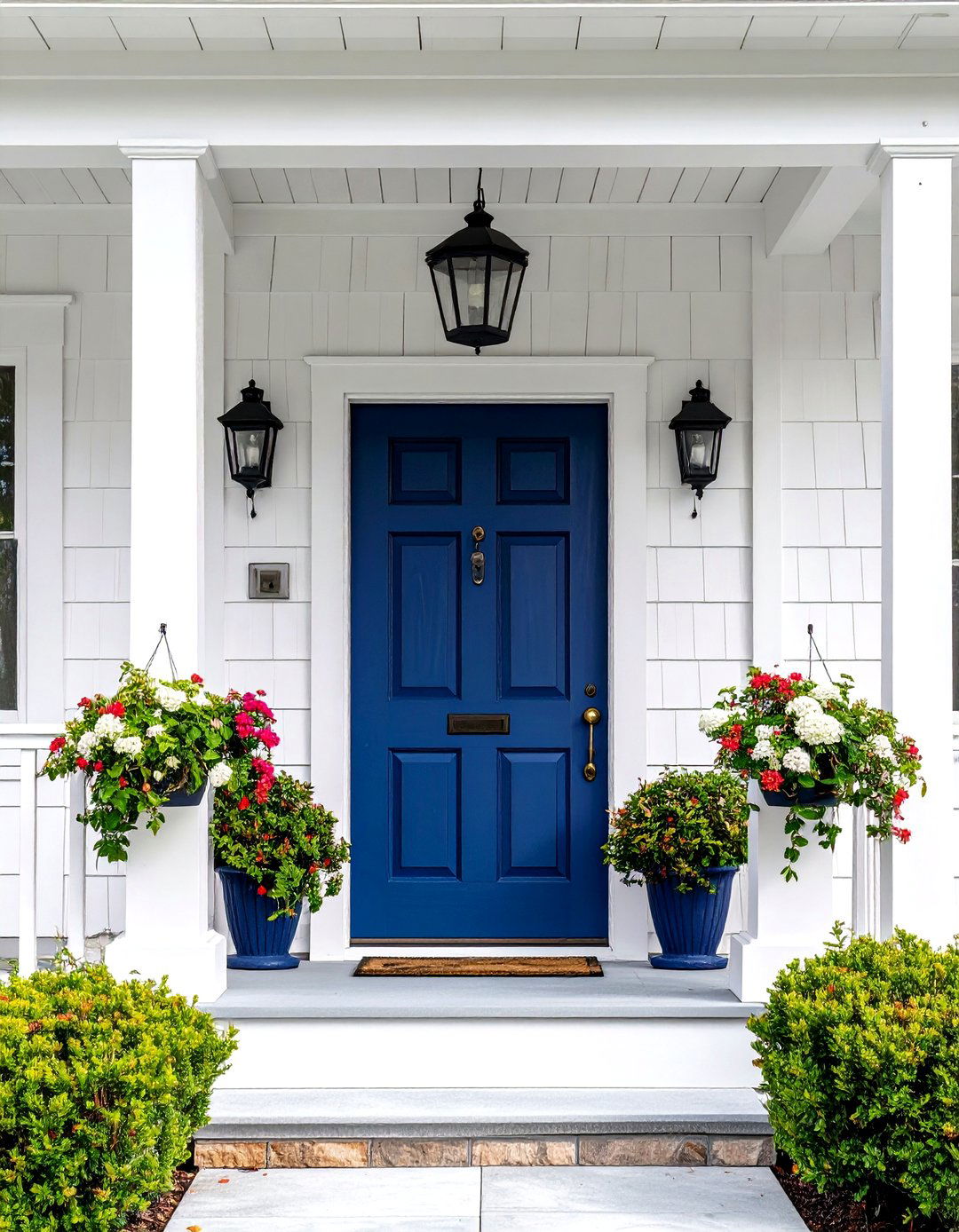 Navy Blue Cedar Front Door with Coastal Elegance - 24 Cedar Front Door Colors Ideas