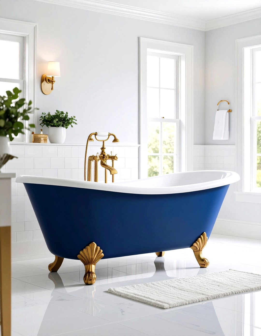 Navy Blue Clawfoot Tub Bathroom - 24 Navy Blue Bathroom Ideas