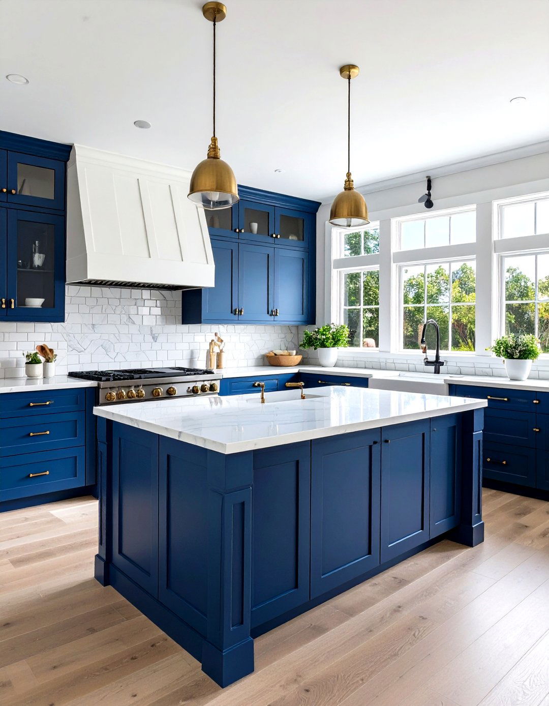 Navy Blue Coastal Kitchen - 24 Small Kitchen with Black Appliances Ideas