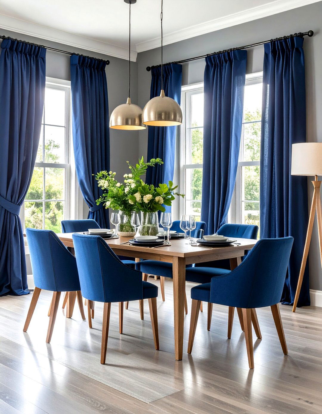 Navy Blue Curtains for Coastal Sophistication - 24 What Color Curtains Go With Gray Walls