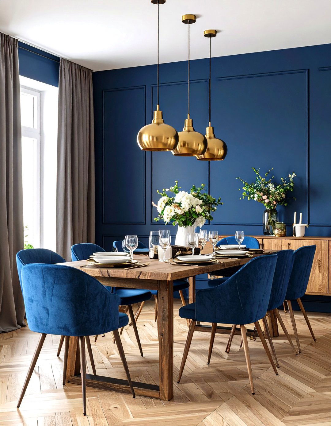 Navy Blue Dining Room Design - 24 Moody Dining Room Ideas