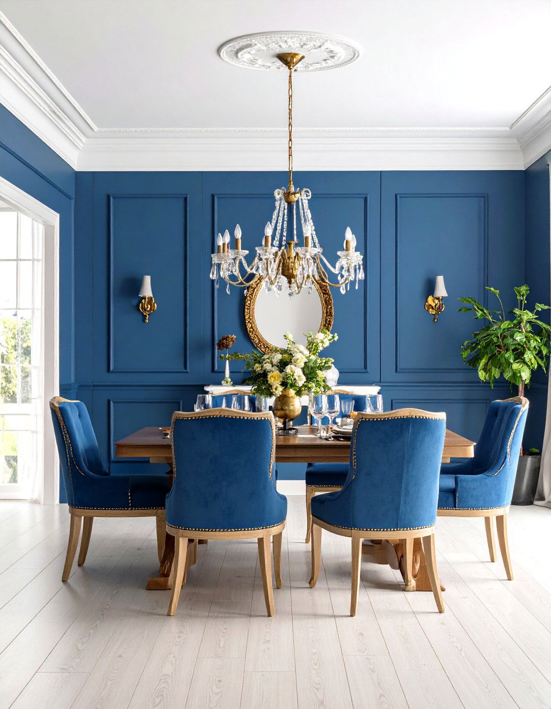Navy Blue Dining Room Wainscoting - 24 Board and Batten Wall Ideas