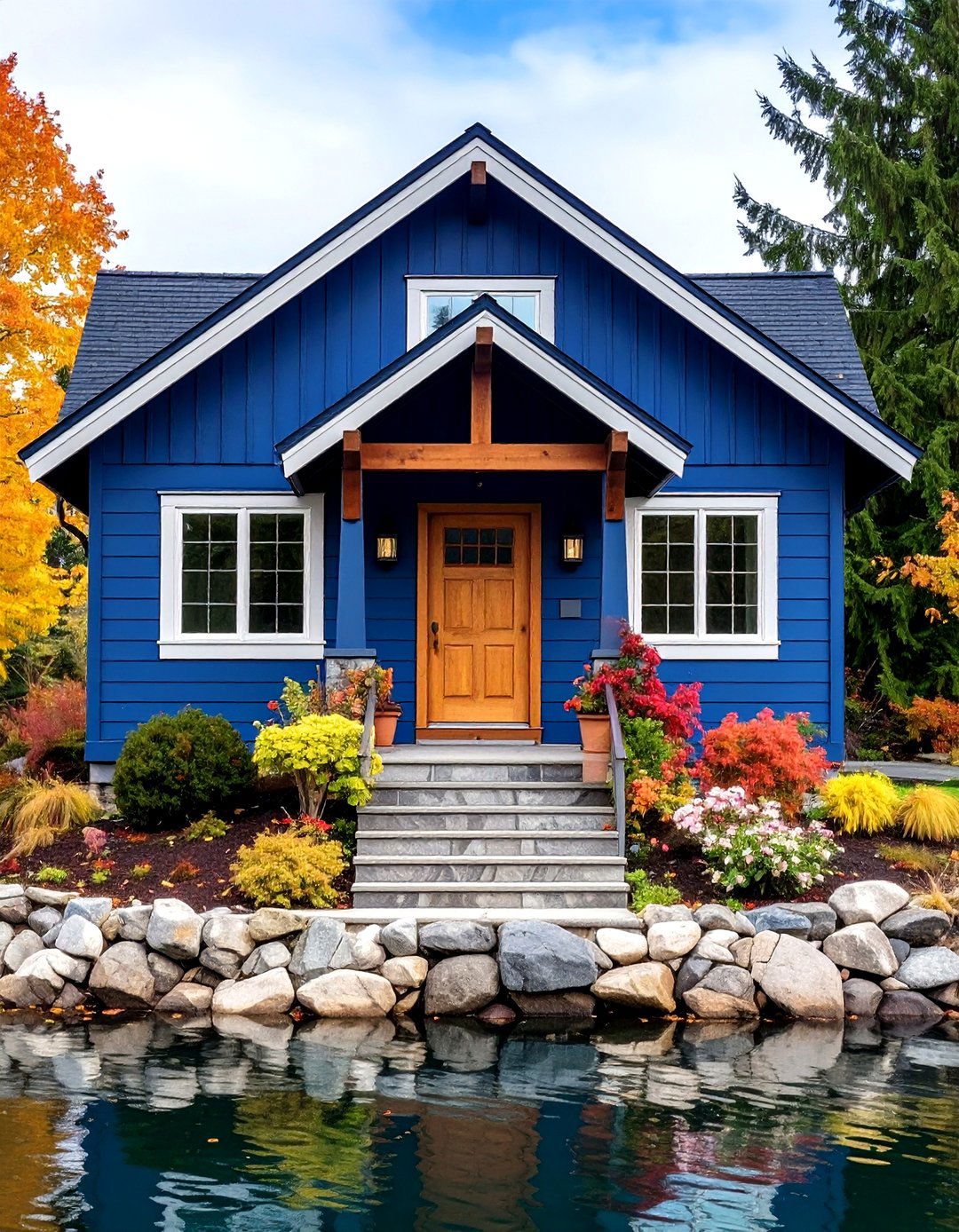 Navy Blue Drama - 24 Lake House Exterior Colors Ideas