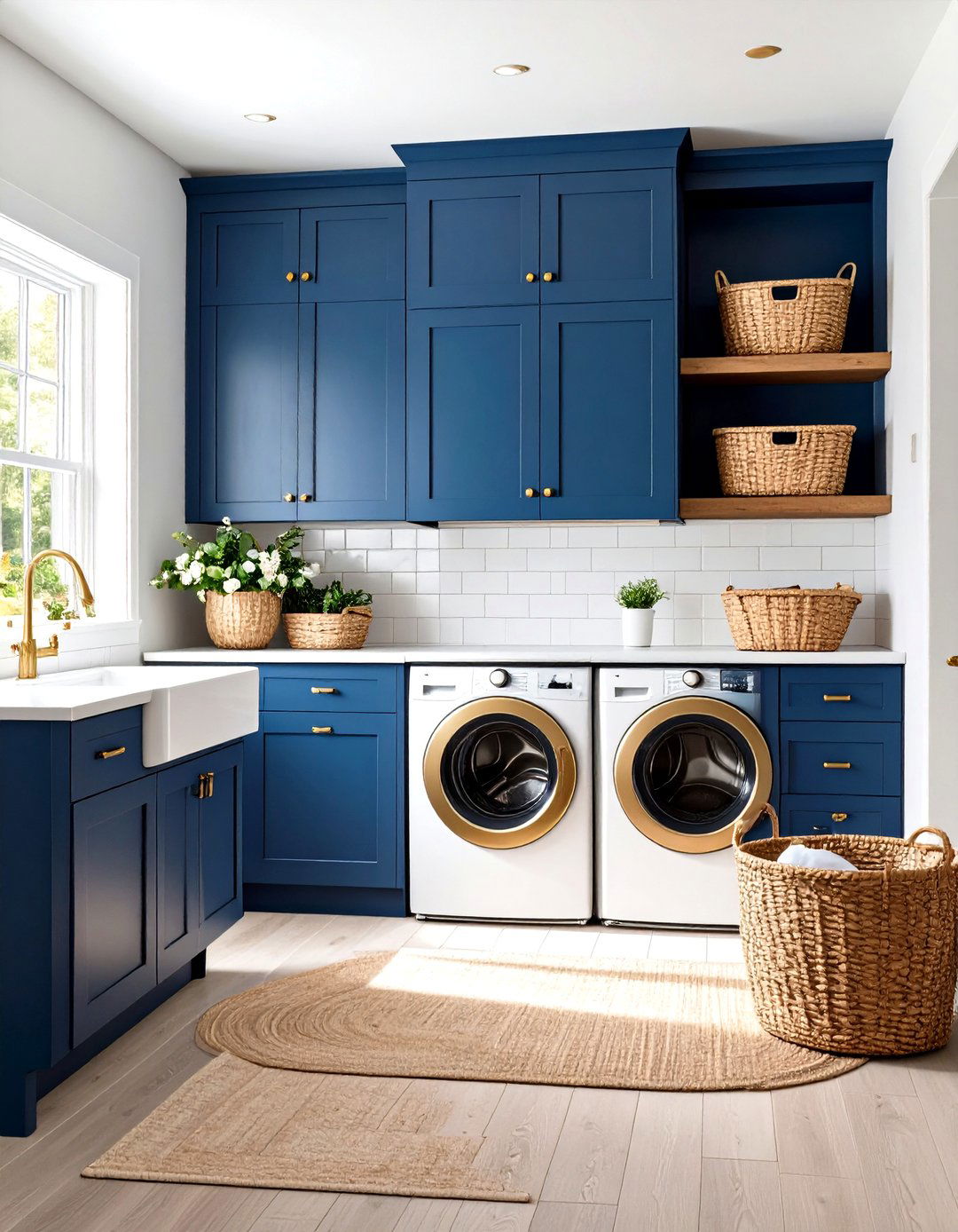 Navy Blue Farmhouse Laundry Room - 24 Farmhouse Laundry Room Ideas