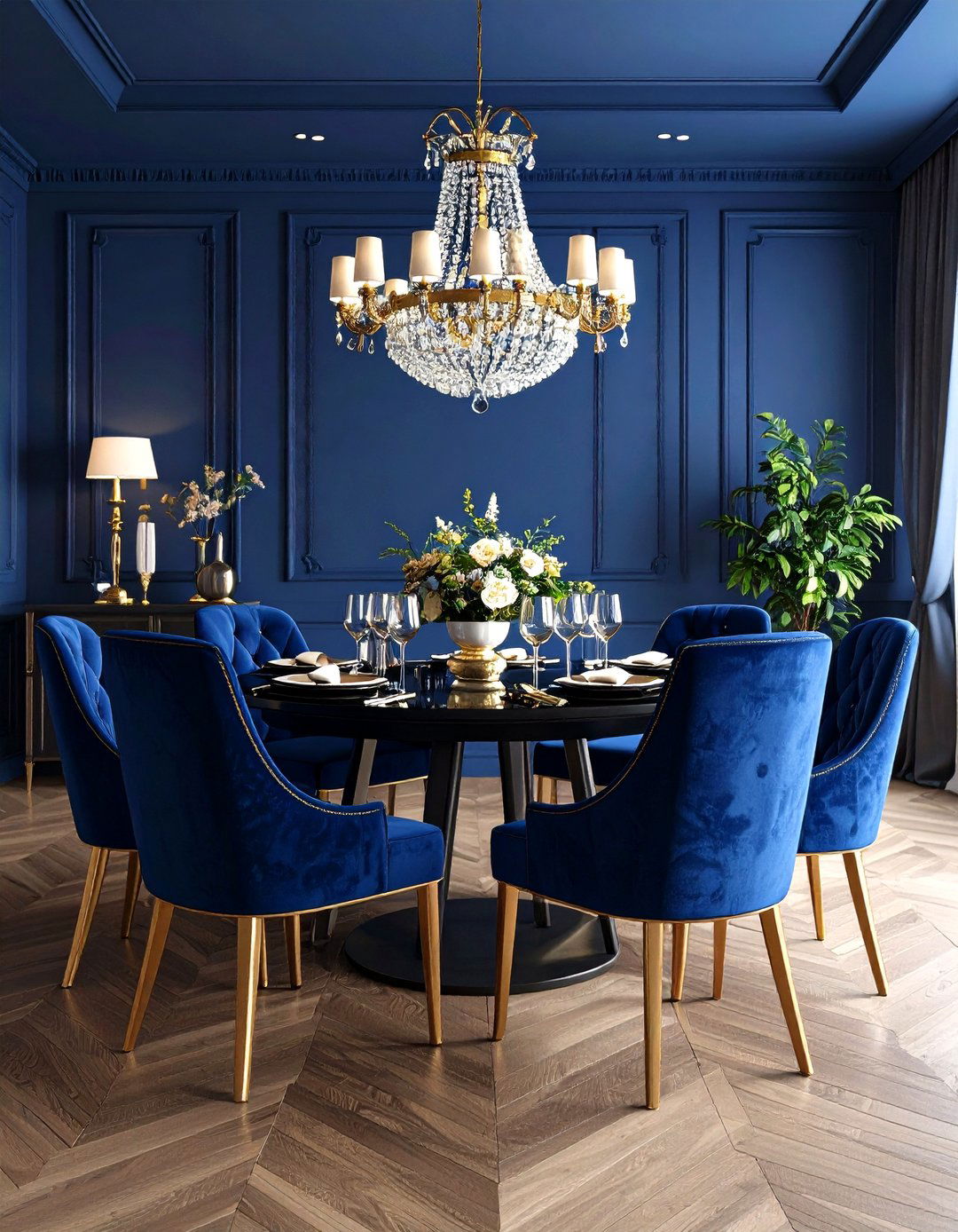 Navy Blue Formal Dining Elegance - 24 Navy Blue Dining Room Ideas