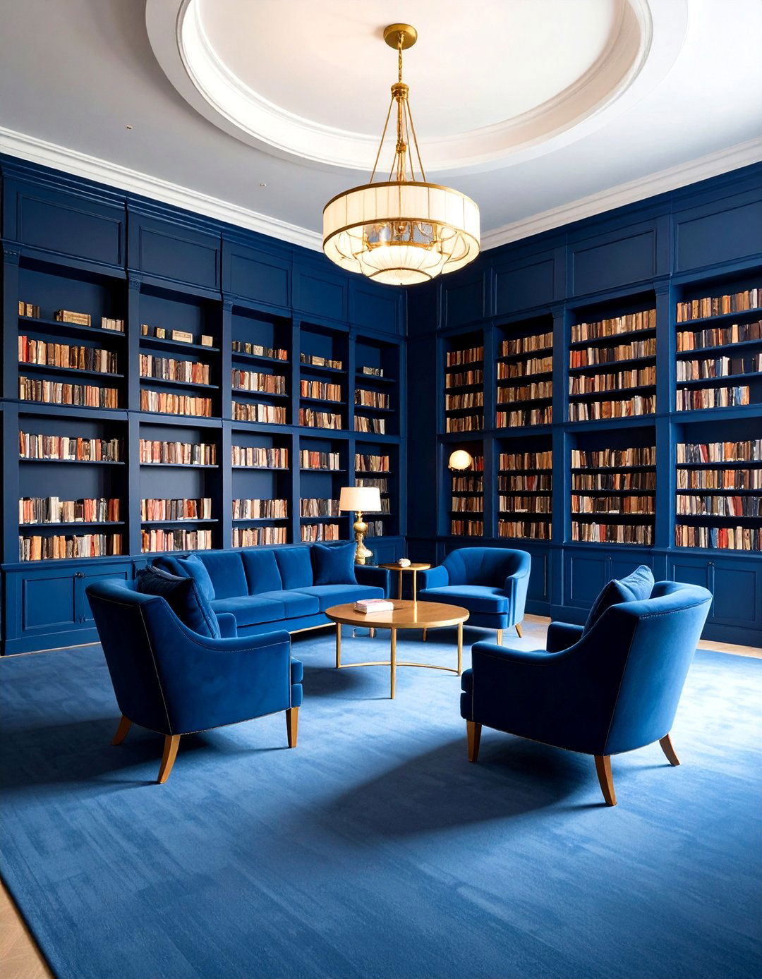 Navy Blue Library Sophistication - 24 Monochromatic Color Schemes for Rooms