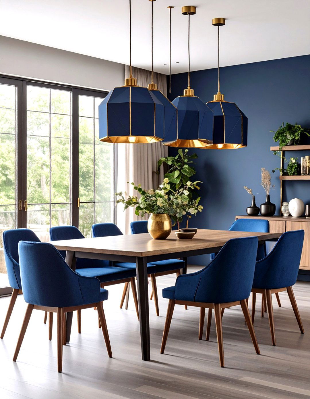 Navy Blue Lighting Fixture Focus - 24 Navy Blue Dining Room Ideas