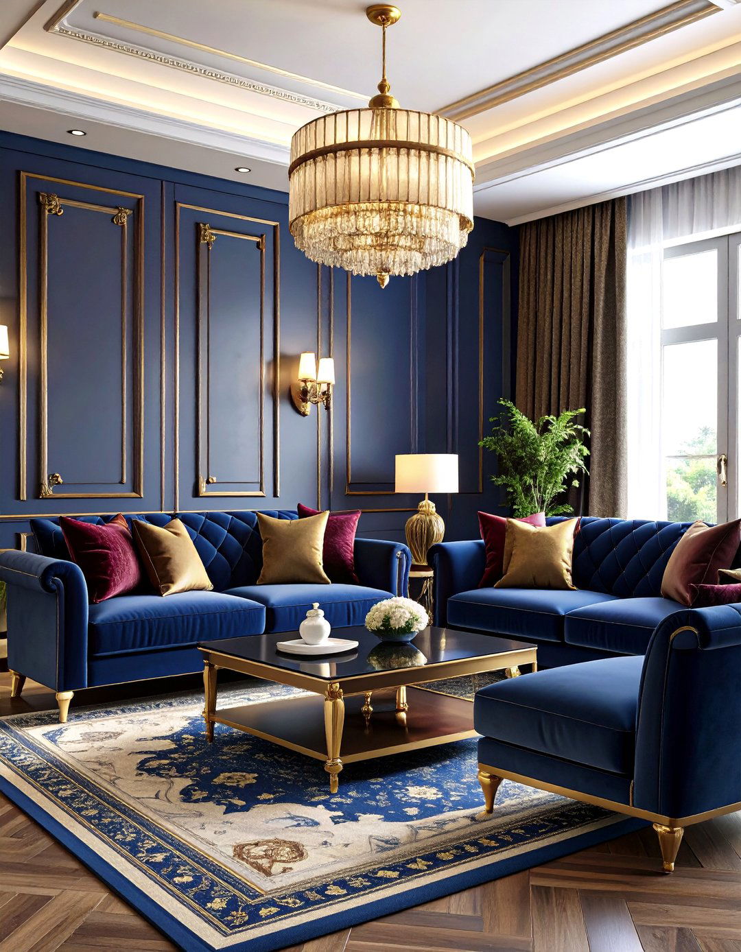 Navy Blue Maximalist Living Room - 24 Blue Living Room Ideas