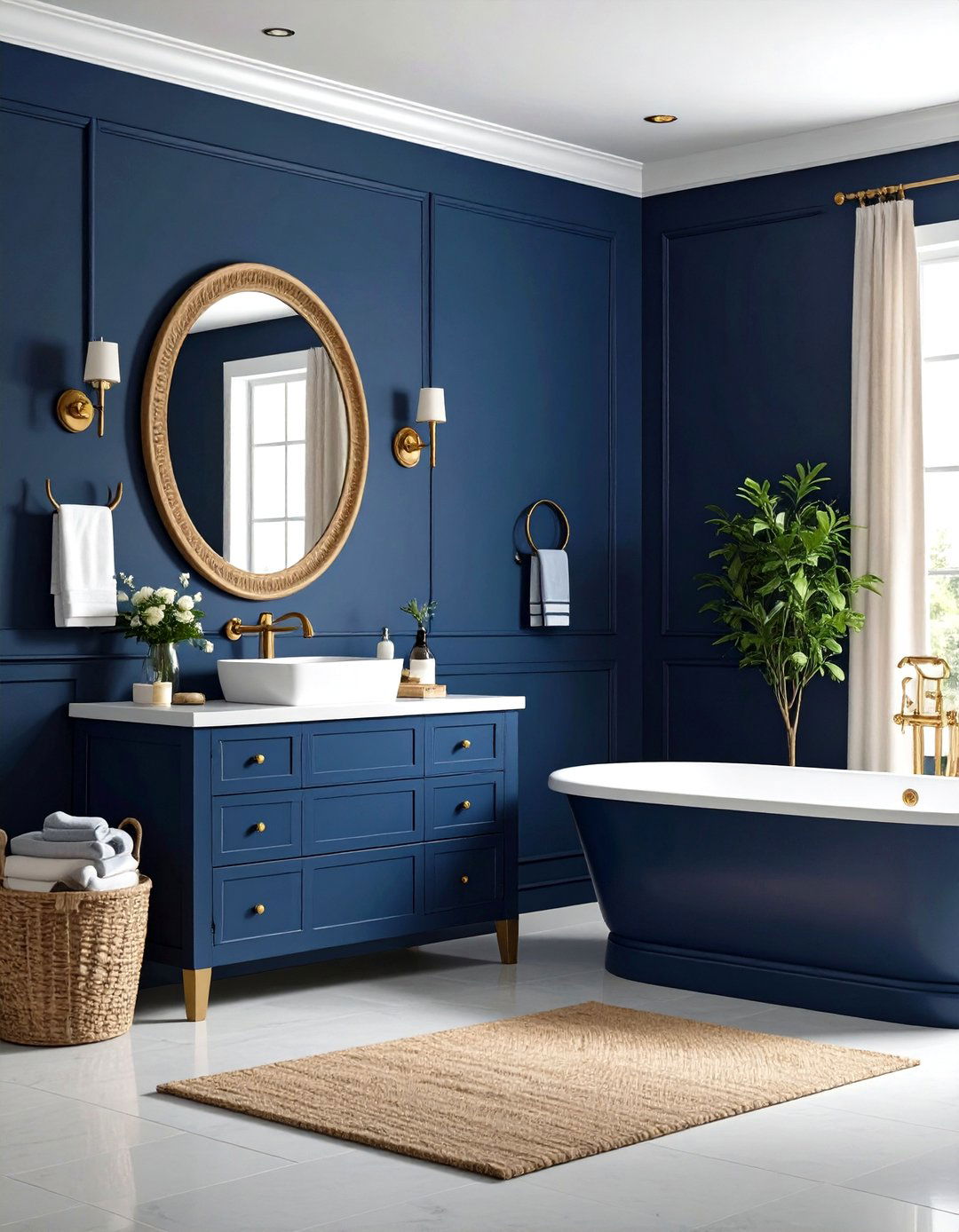 Navy Blue Nautical Classic - 24 Colorful Bathroom Ideas