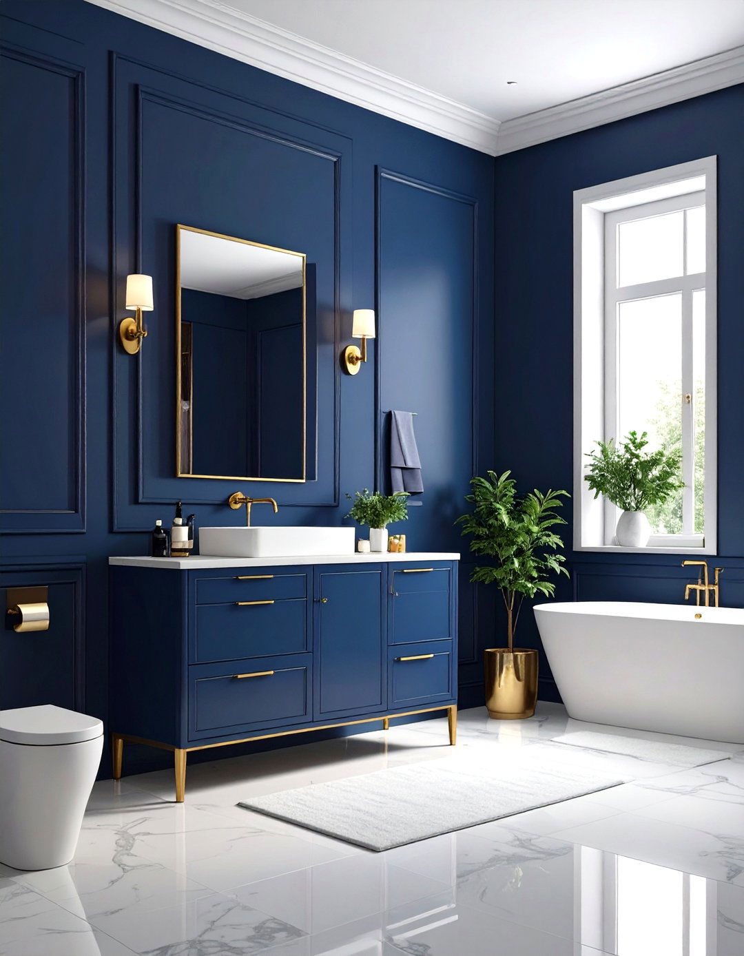 Navy Blue Powder Room Design - 24 Navy Blue Bathroom Ideas