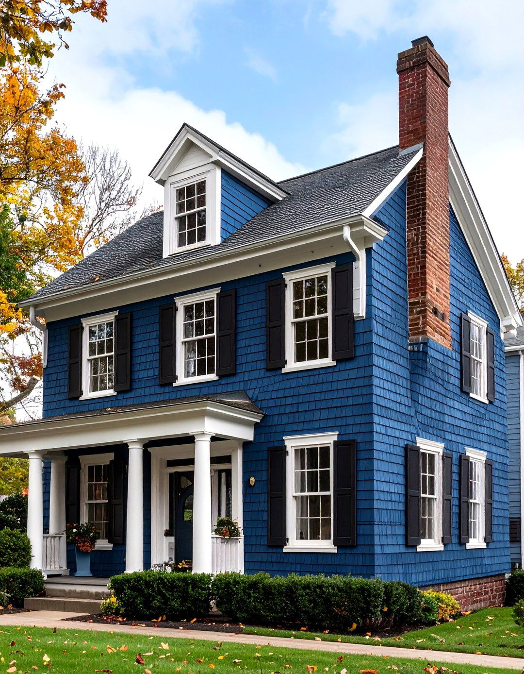 Navy Blue Shingle Colonial Revival - 24 Midnight Blue & Dark Blue House Siding Colors