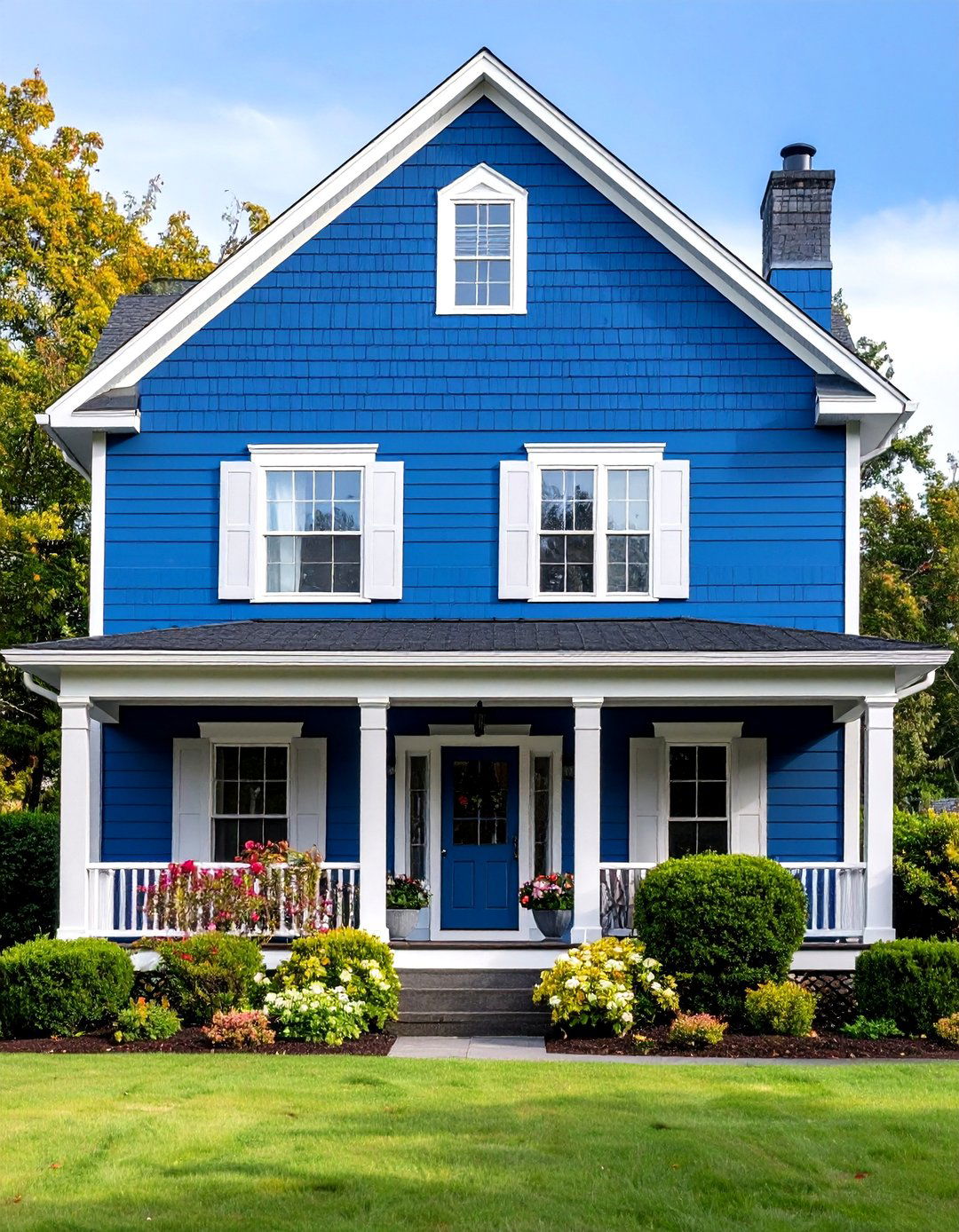 Navy Blue Shingle Siding Traditional Charm - 24 Blue House Siding With White Trim