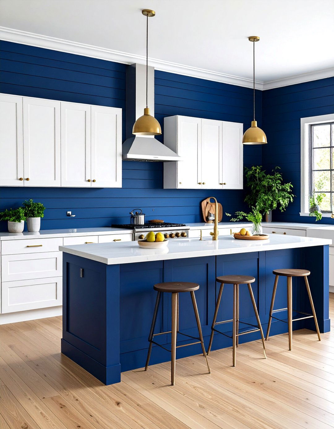 Navy Blue Shiplap Statement Wall - 24 Shiplap Backsplash Ideas for Your Kitchen