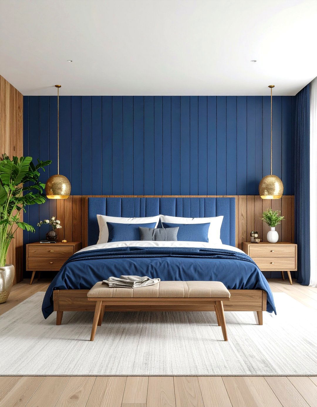Navy Blue Shiplap Statement Wall