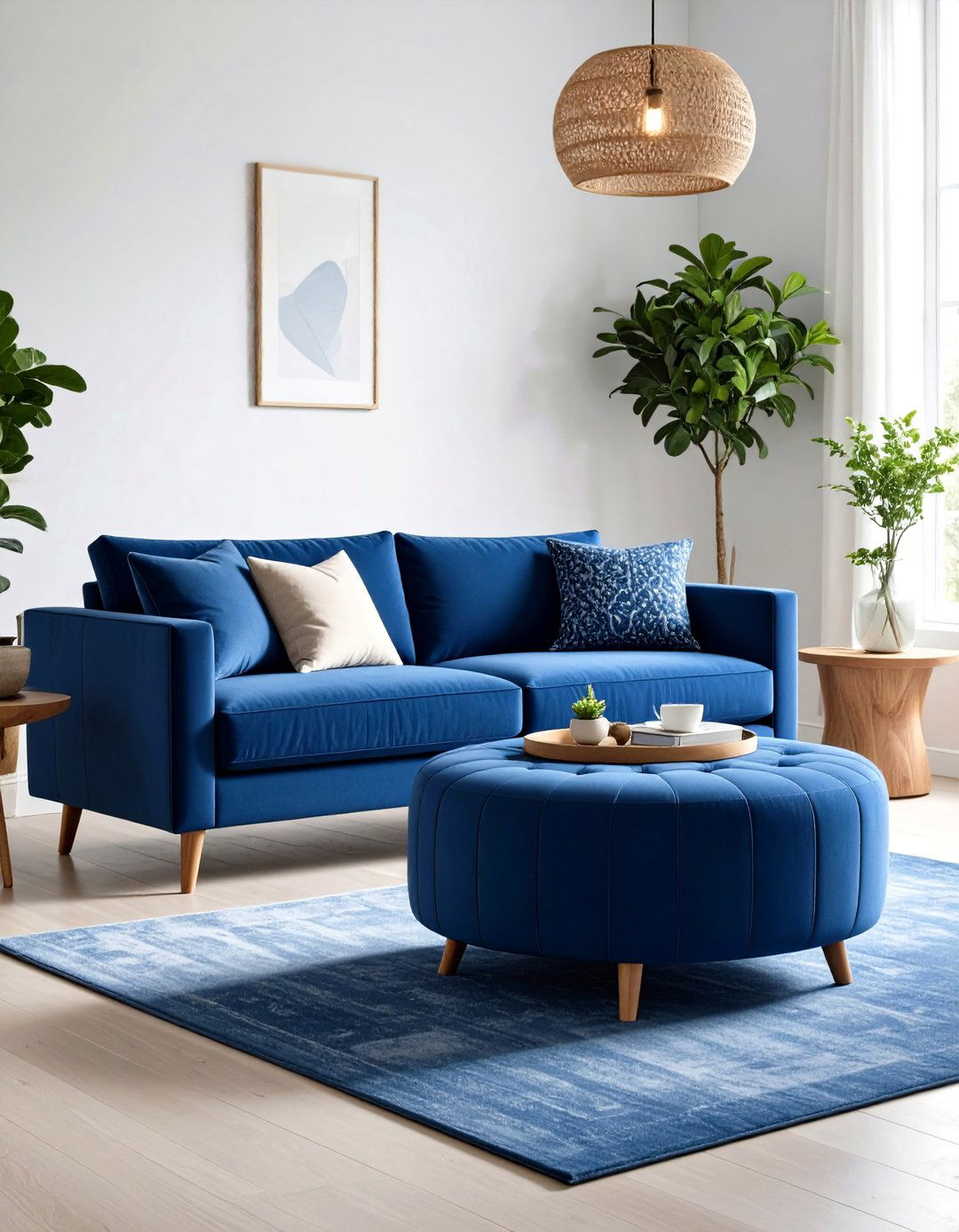 Navy Blue Storage Ottoman Coffee Table - 24 Black and Blue Living Room Ideas