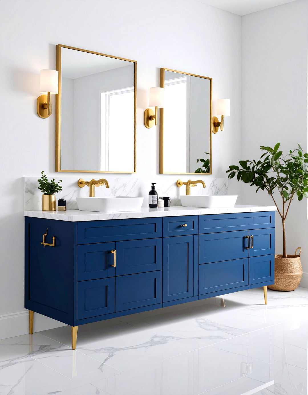 Navy Blue Vanity Elegance - 24 Blue Bathroom Ideas