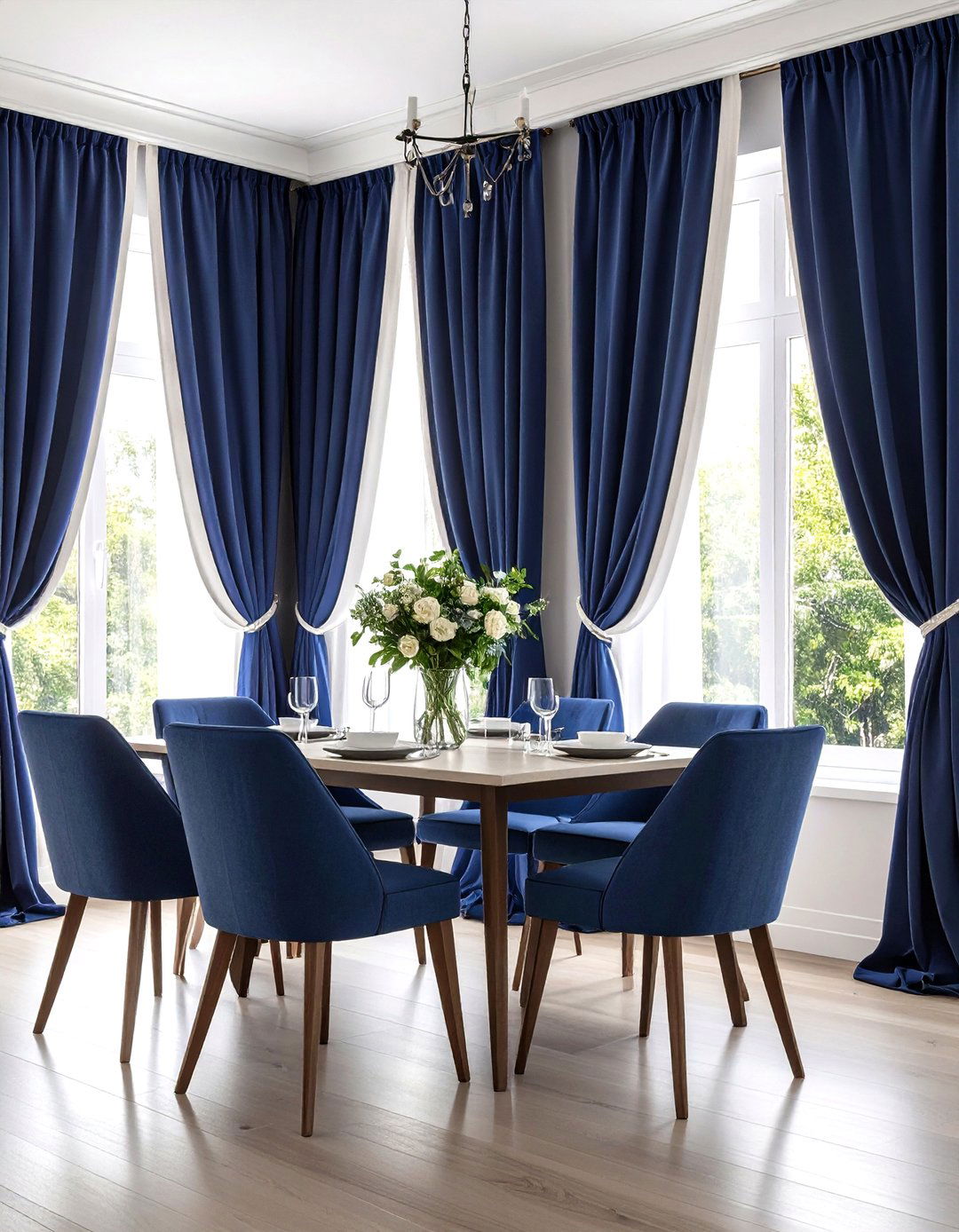 Navy Blue Window Treatment Elegance - 24 Navy Blue Dining Room Ideas