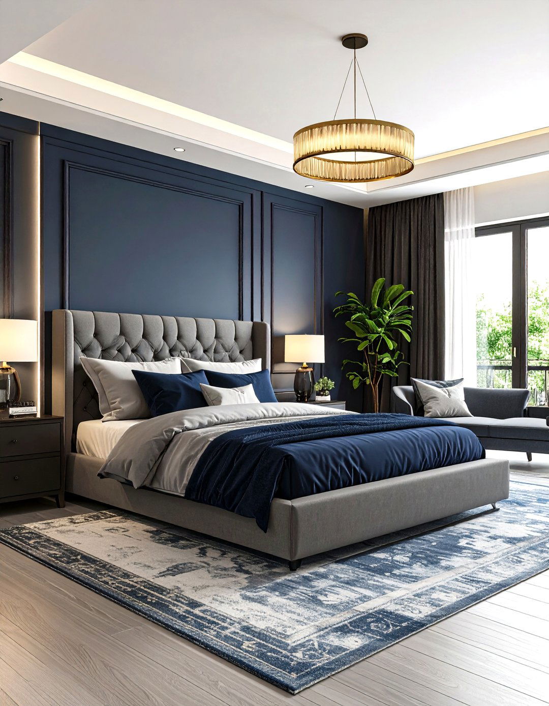Navy Blue and Grey Master Suite Retreat - 24 Navy Blue and Grey Bedroom Ideas