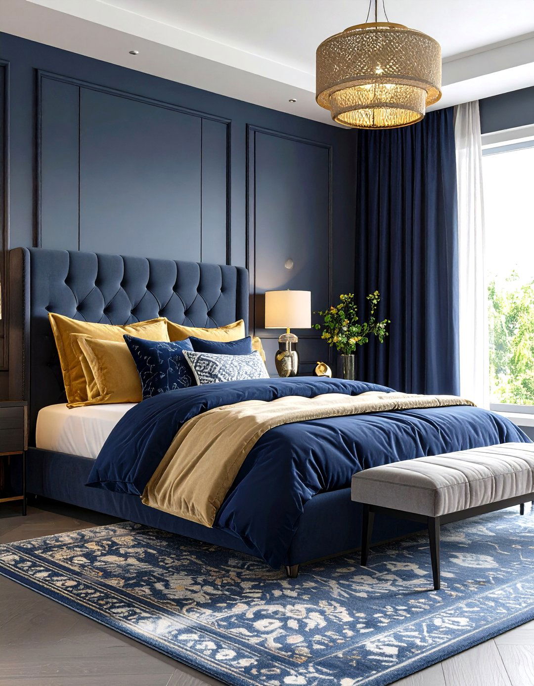 Navy Blue and Grey Maximalist Style - 24 Navy Blue and Grey Bedroom Ideas