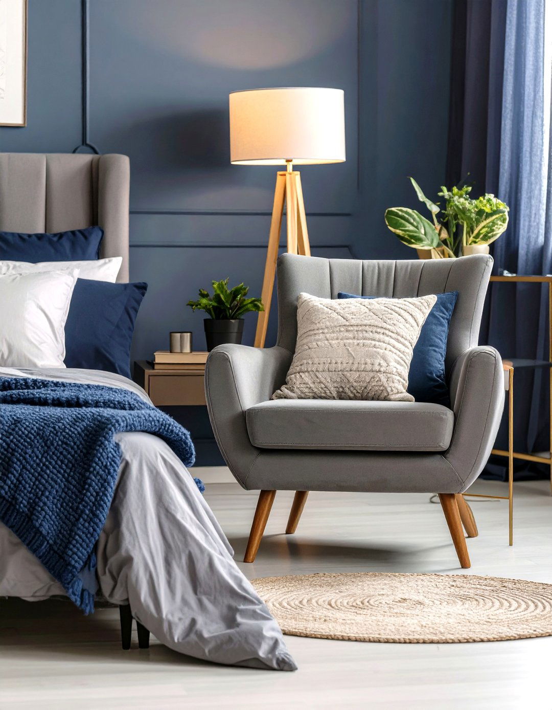 Navy Blue and Grey Reading Nook - 24 Navy Blue and Grey Bedroom Ideas