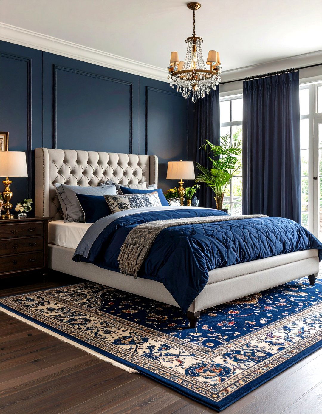 Navy Blue and Grey Traditional Elegance - 24 Navy Blue and Grey Bedroom Ideas