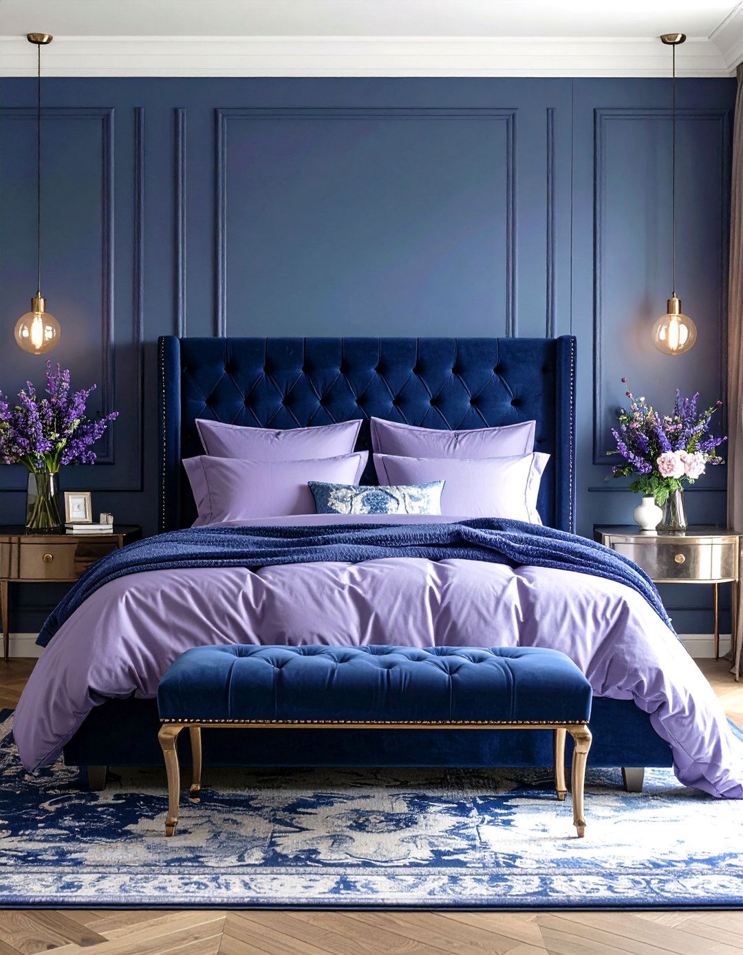 Navy Blue and Lavender Purple Dreamy Romantic Theme - 24 Designer-approved Colors That Go With Navy Blue