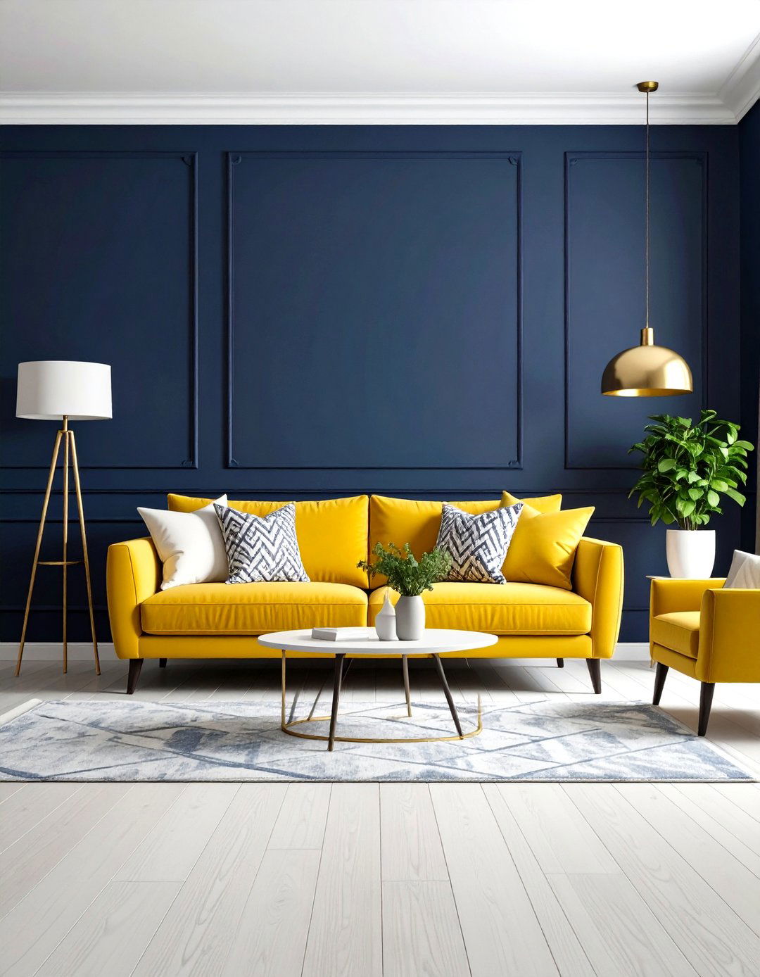 Navy Blue and Mustard Yellow Contemporary