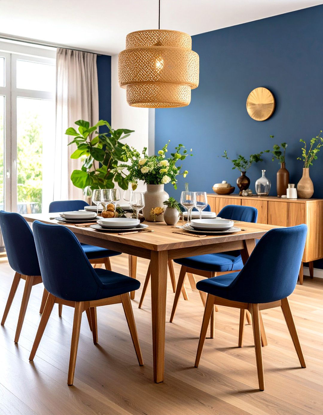 Navy Blue and Natural Wood Combination - 24 Navy Blue Dining Room Ideas