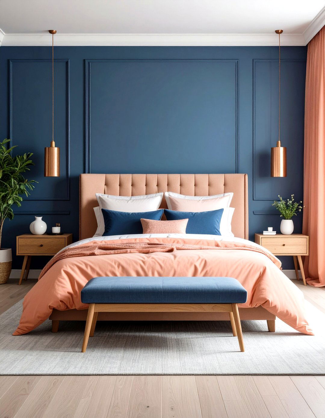 Navy Blue and Peach Coral Soft Contemporary Theme - 24 Designer-approved Colors That Go With Navy Blue