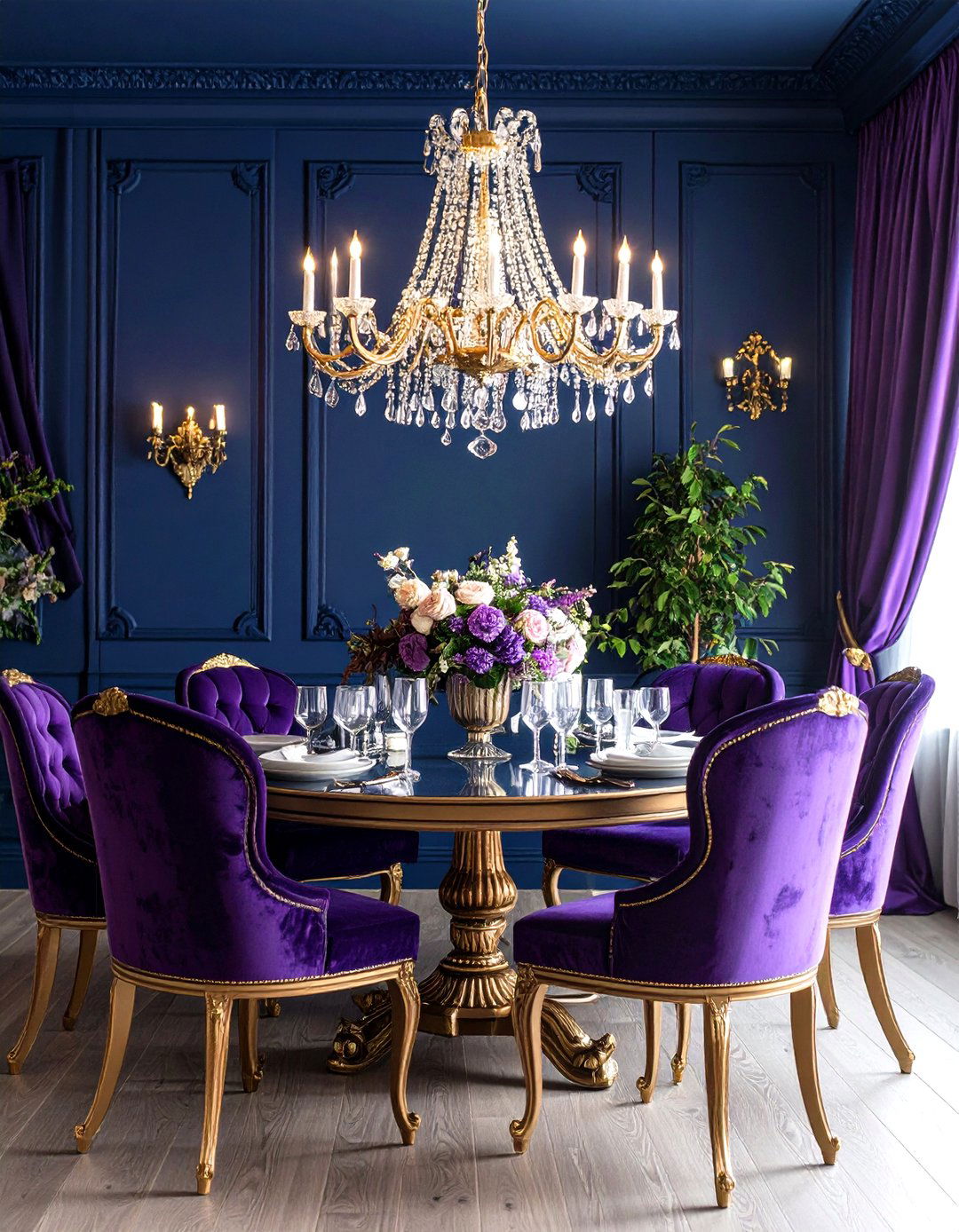 Navy Blue and Plum Purple Dramatic Jewel Toned Theme - 24 Designer-approved Colors That Go With Navy Blue
