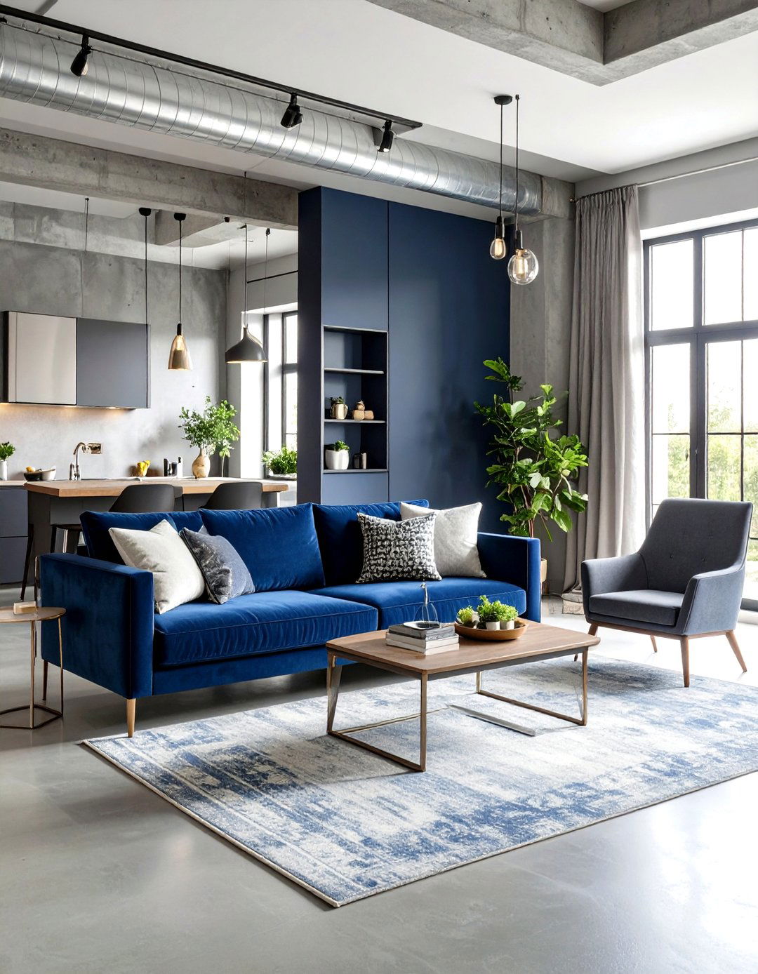 Navy Blue and Silver Gray Modern Industrial Theme - 24 Designer-approved Colors That Go With Navy Blue
