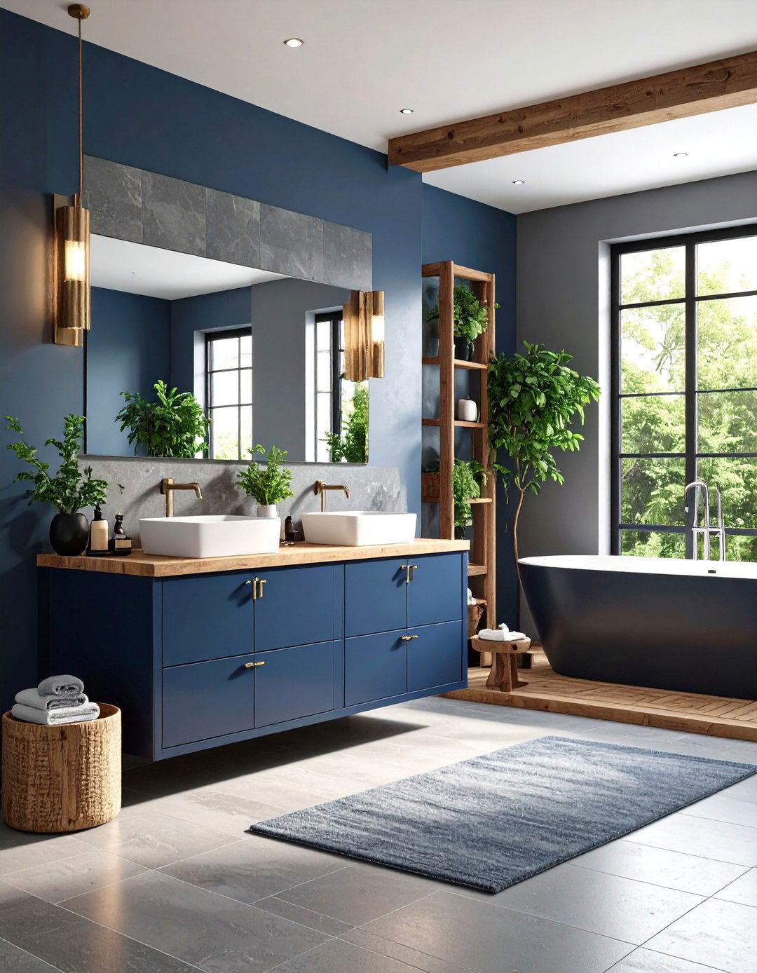 Navy Blue and Stone Gray Natural Modern Theme - 24 Designer-approved Colors That Go With Navy Blue