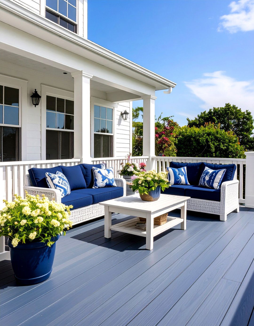 Navy Blue and White Coastal Design - 24 Two Tone Deck Color Schemes