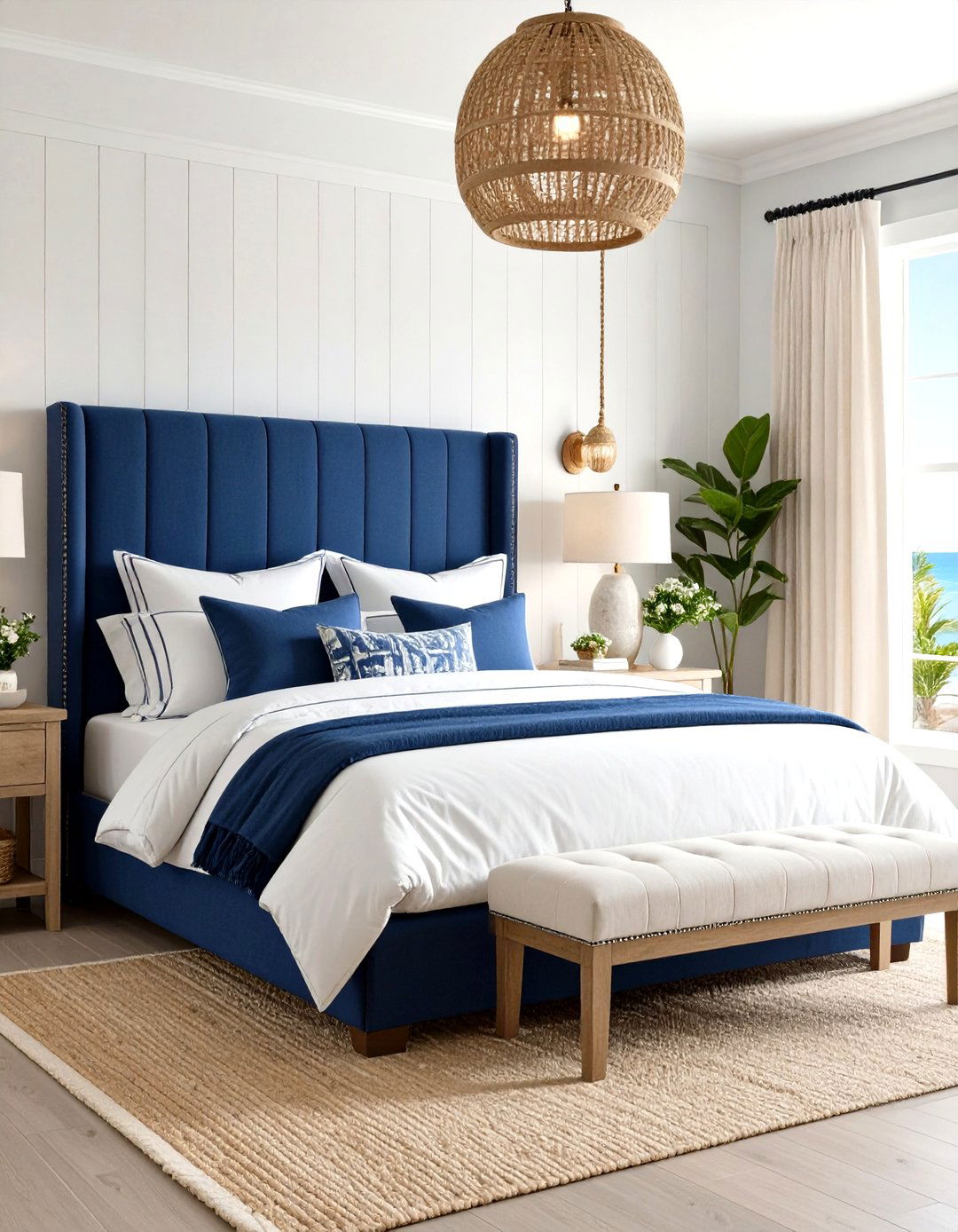 Navy Blue and White Coastal Guest Bedroom - 24 Guest Bedroom Ideas