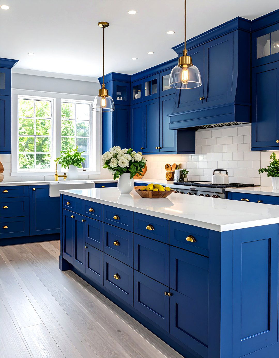 Navy Blue and White Galley Kitchen Design - 24 Blue and White Kitchen Ideas