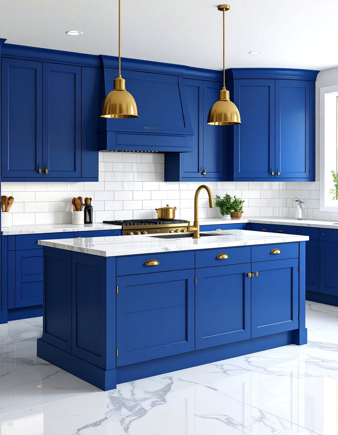 Navy Blue with Subway Tile Backsplash - 24 Dark Kitchen Ideas