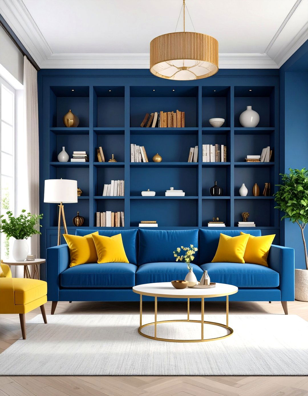 Navy Built in Shelving Living Room - 24 Navy Living Room Ideas