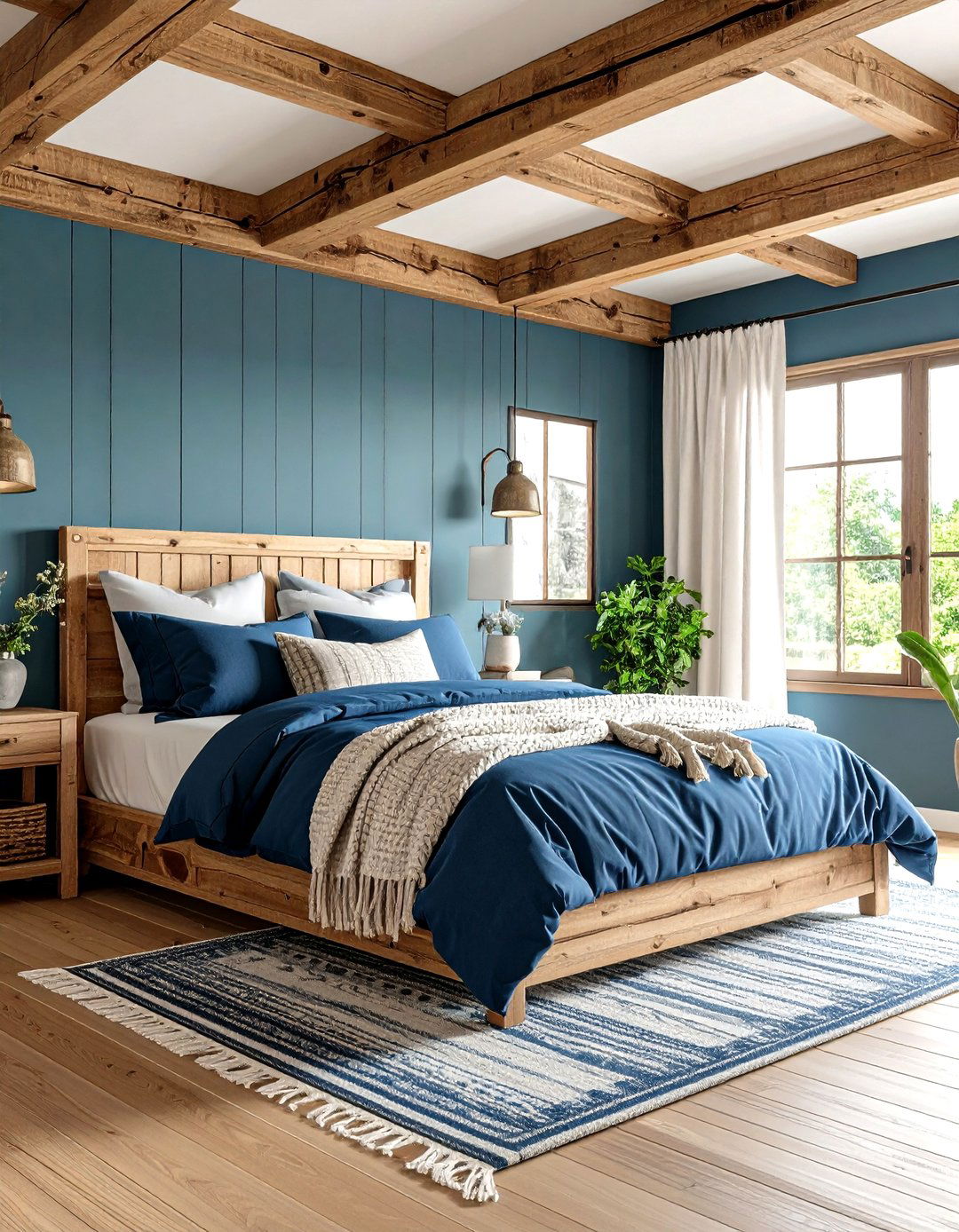 Navy Cabin and Rustic Bedroom Design - 24 Navy Blue Bedroom Ideas